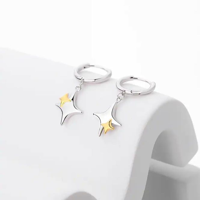 Hovedbilde Double Star Ear 925 Sterling Silver
