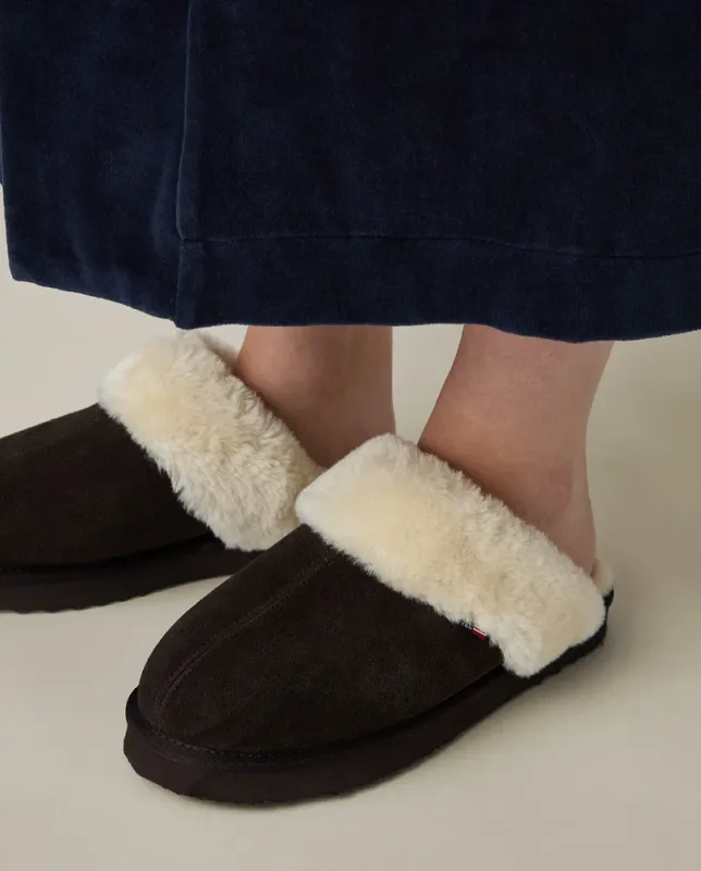 Lexington Women's Suede Slippers Dark Brown