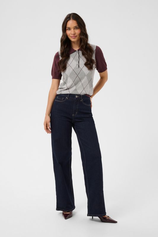 KaMeadow HW Reg fit Jeans Dark Blue Unwashed Denim 