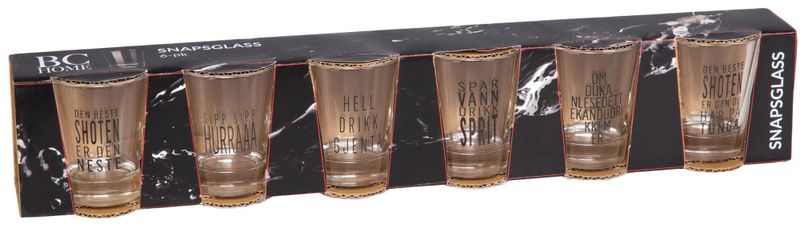 Shotglass blank gutta-tekster 5x6cm s/6