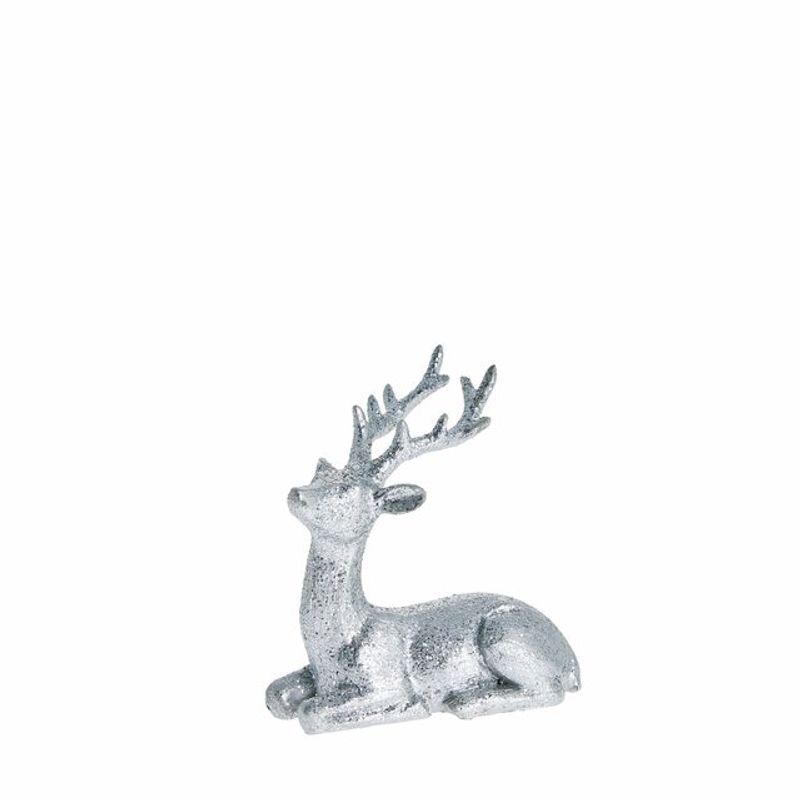Sissia decoration deer 8.5cm. Silver Liggende