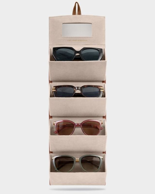 FOLD-OUT SUNGLASSES TRAVEL CASE | Cognac