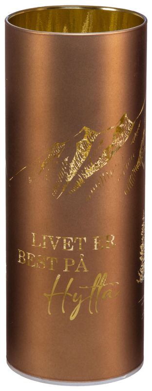 Lyslykt LED Livet på hytta brun 8x20cm