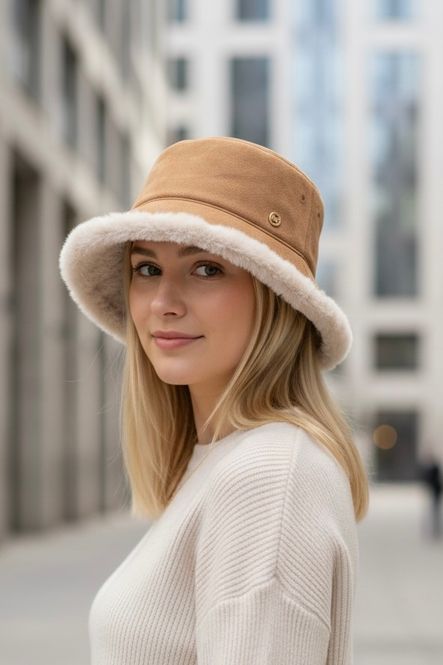 Hovedbilde Fuskepels Lue - Vendbar - Beige