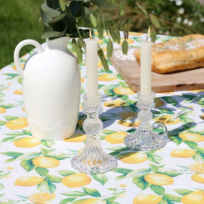 Hovedbilde Lysestake Glass m. diamantmønster 13cm