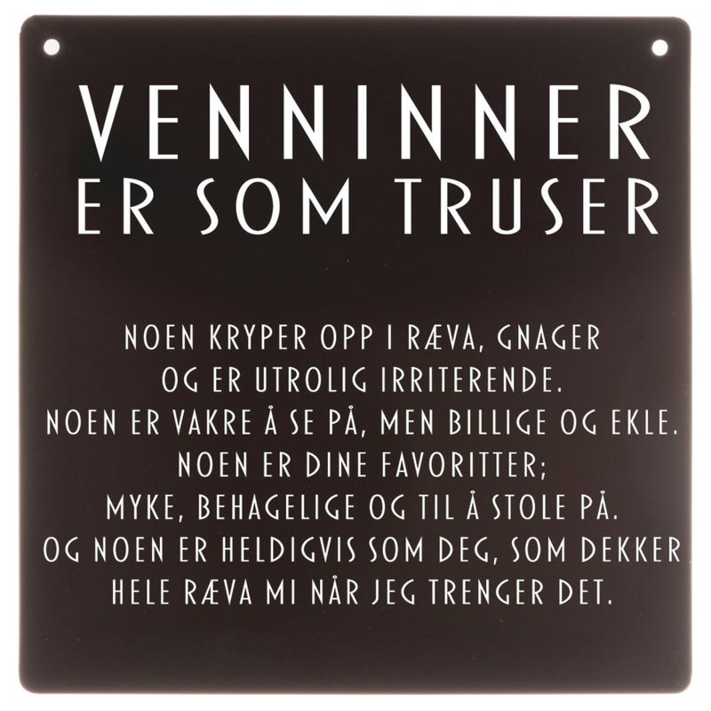 Skilt firkantet lite Venninner...truser
