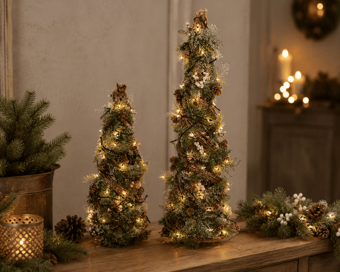 Hovedbilde Juletre LED-lys kongler hvite bær h:44cm