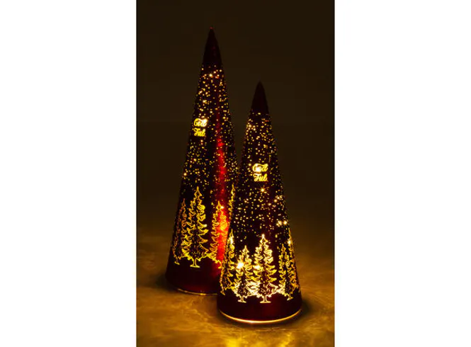 Hovedbilde Lyslykt LED God Jul tre rød kjegle 25cm