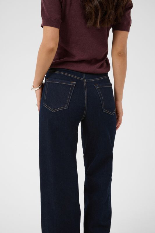 KaMeadow HW Reg fit Jeans Dark Blue Unwashed Denim 