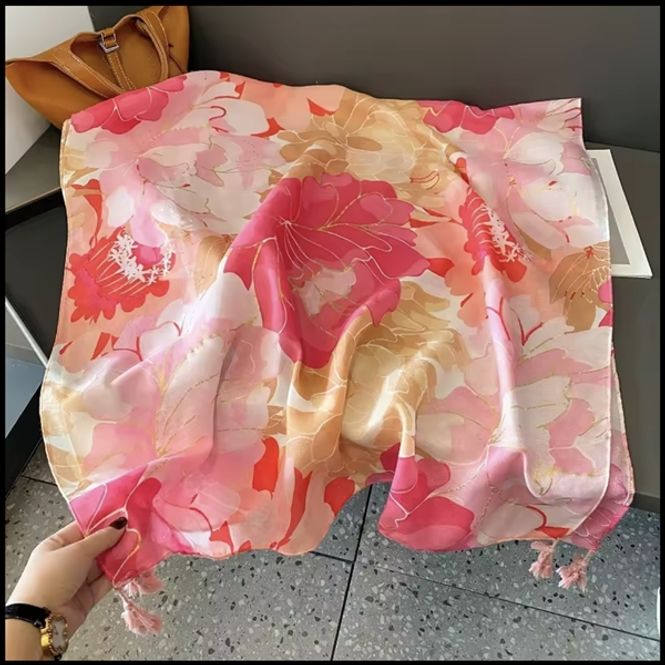 Hovedbilde Signe Flower Print Tassel Viscose Scarf 180x90