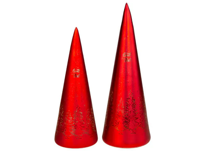 Hovedbilde Lyslykt LED God Jul tre rød kjegle 30cm