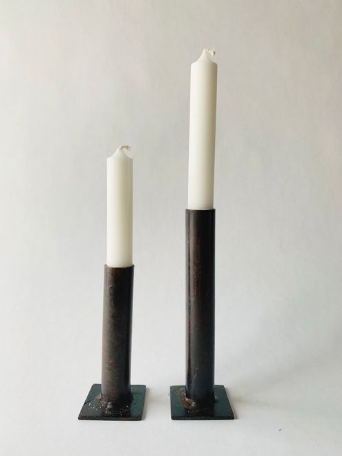 Hovedbilde Lysestake Metall 12cm Rustikk Sort