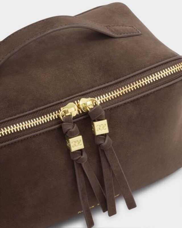 SOHO MEDIUM MAKE UP / WASH BAG | Chocolate Suedette