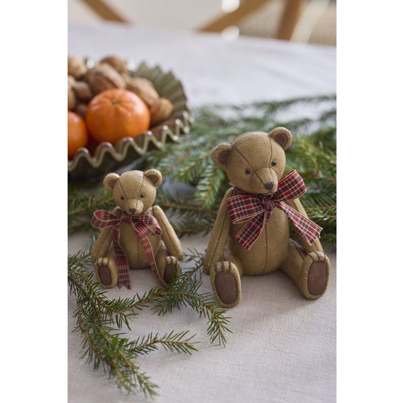 Teddy bear with bow 13,5 cm brown