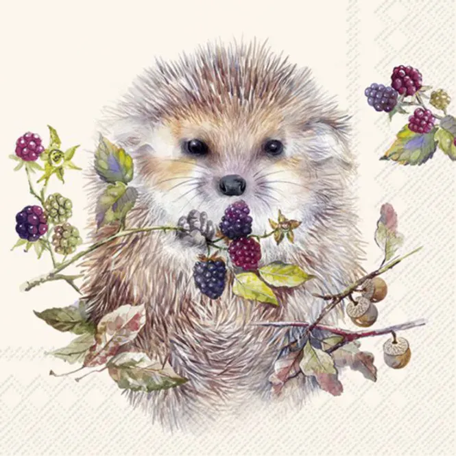 Hovedbilde Servietter Forest Hedgehog Cream Kaffe