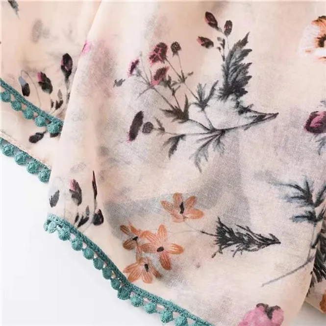 Hovedbilde Sun Flower Pompom Edge Viscose Scarf 180x90 - ...