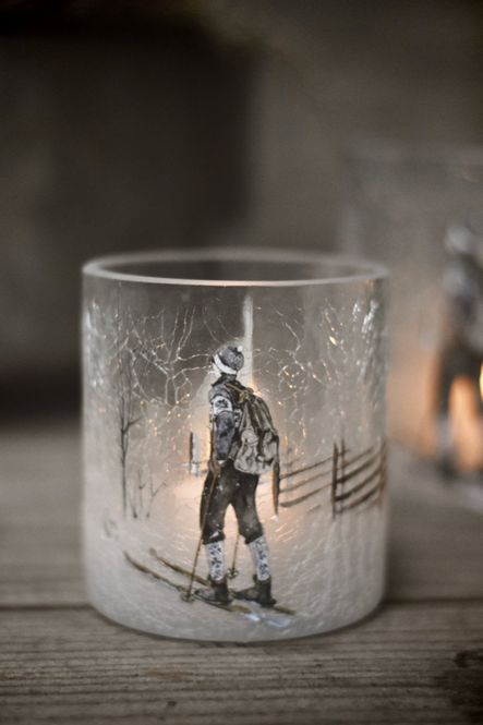 Hovedbilde Lysglass krakelert frostet Gabriel 9x10 cm