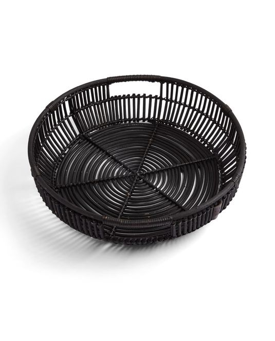 Hovedbilde Round rattan tray, black 37cm