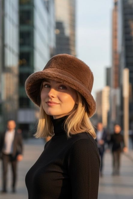 Hovedbilde Fuskepels Lue - Vendbar - Brun