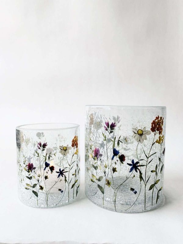 Lysglass krakelert blomstereng mix 9×10 cm