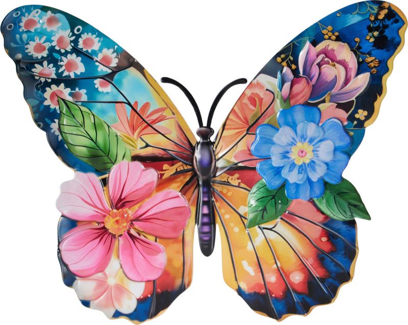 Sommerfugl metall veggdekor 31x25cm Ass.