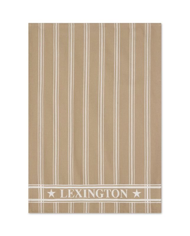 Bomull jacquard kjøkkenhåndkle (sett med 2), beige/hvit