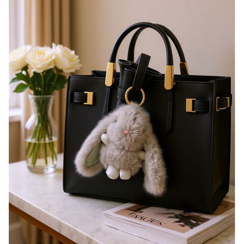 Veskepynt Kanin Mulvarp Grå 