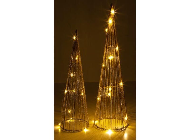 Juletre metall gull 15 LED-lys 14x50cm