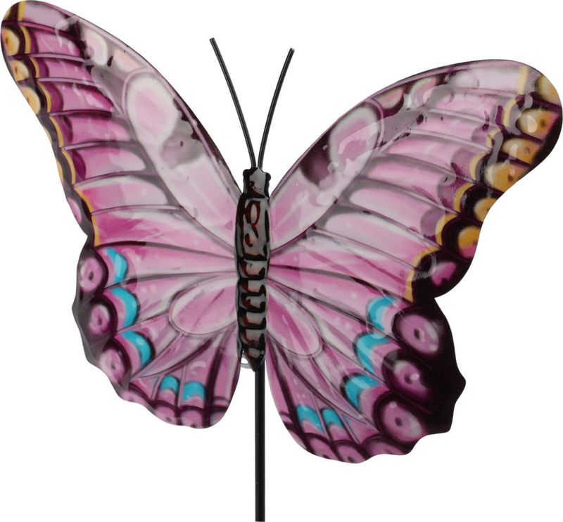 Blomsterpinne sommerfugl metal 66cm Assorterte farger