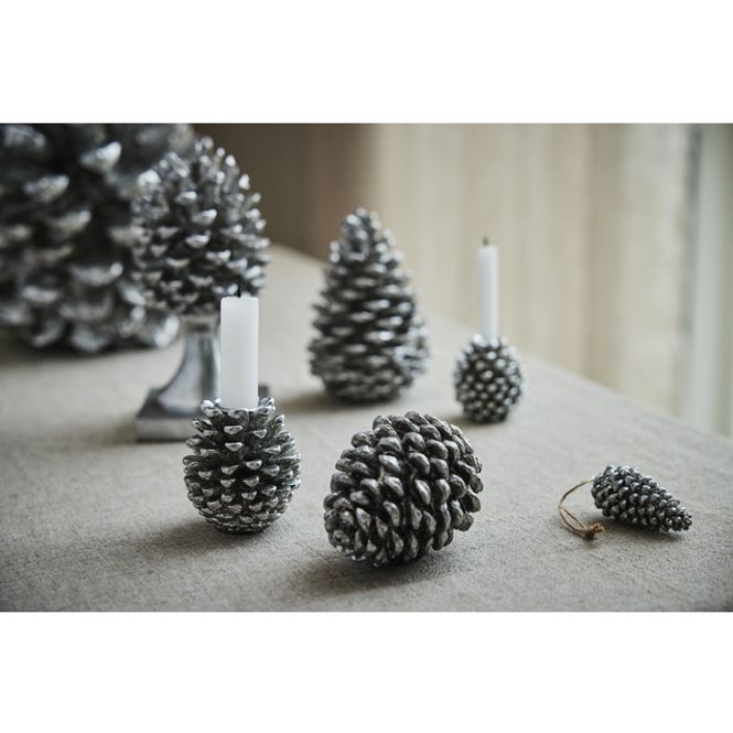 Hovedbilde Serafina decoration pine cone 11.5cm. Ant. Silver