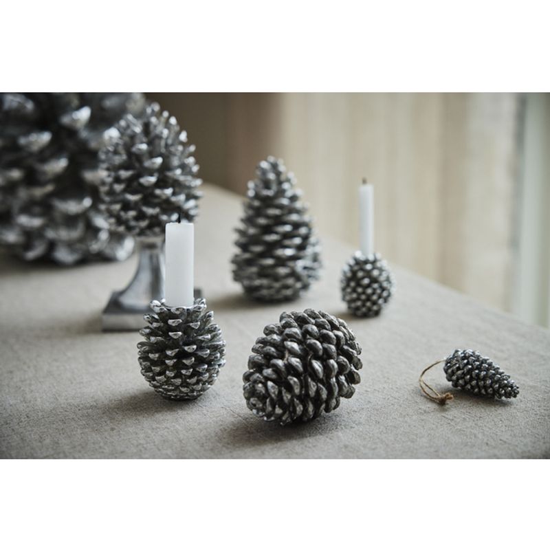Serafina decoration pine cone 11.5cm. Ant. Silver