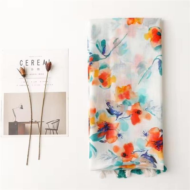 Hovedbilde Sandi Flower Tassel Viscose Scarf 180x90