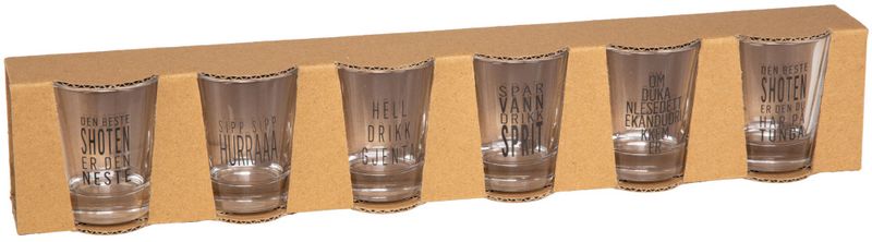 Shotglass blank gutta-tekster 5x6cm s/6