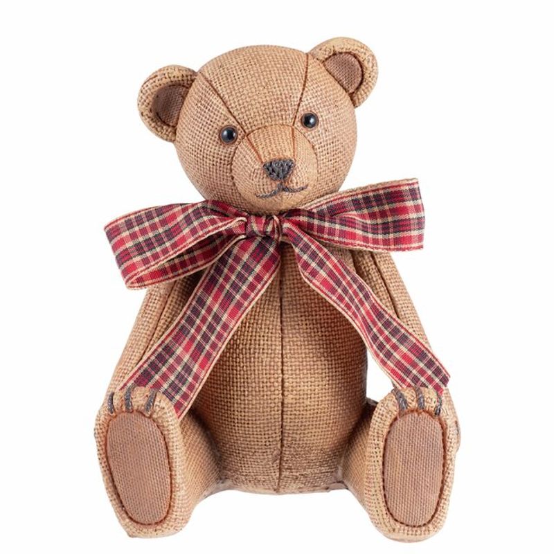 Teddy bear with bow 13,5 cm brown