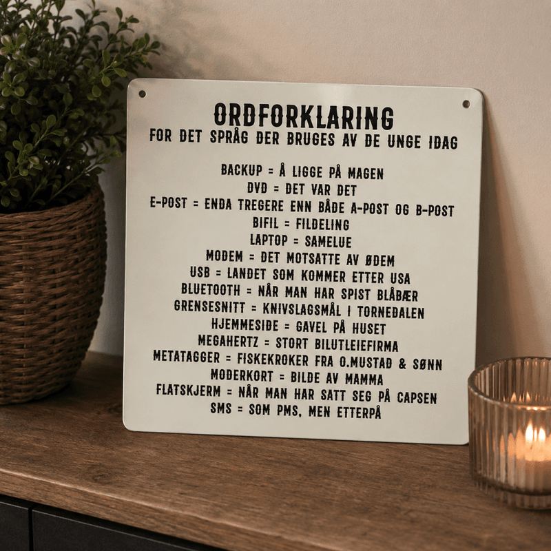 Skilt firkantet lite Ordforklaring språk