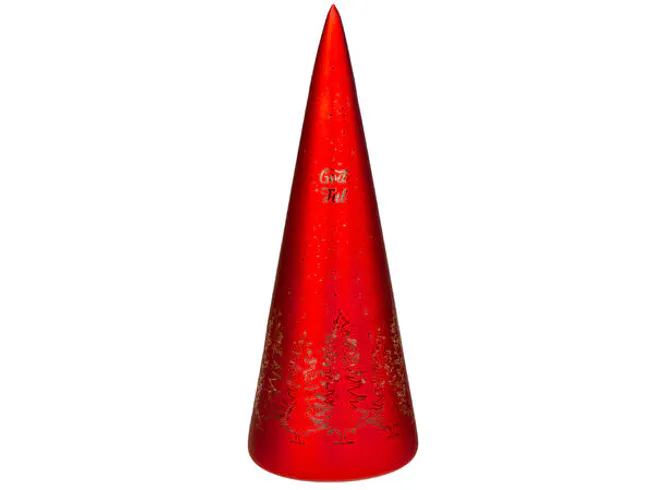 Hovedbilde Lyslykt LED God Jul tre rød kjegle 25cm