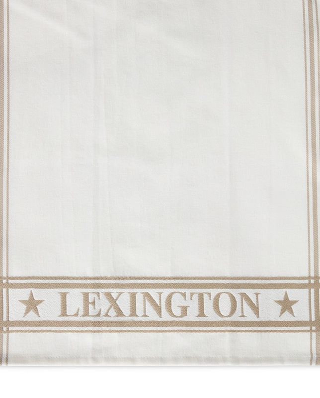 Bomull jacquard kjøkkenhåndkle (sett med 2), beige/hvit