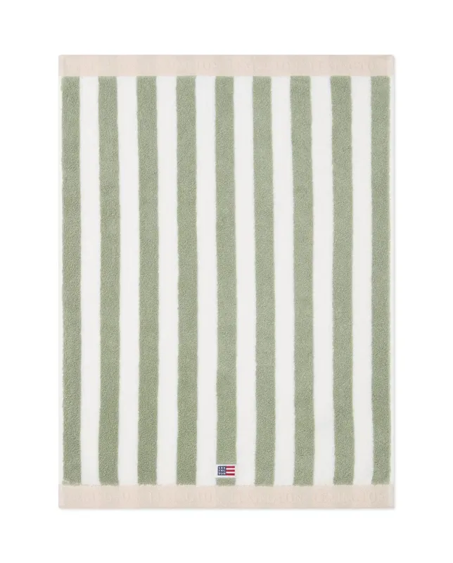 Blokkstripet håndkle, vintage grønn/hvit/moonbeam 30x50