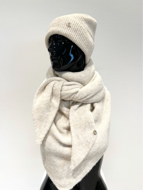Hovedbilde Strikket skjerf ullmix - Lys beige melert