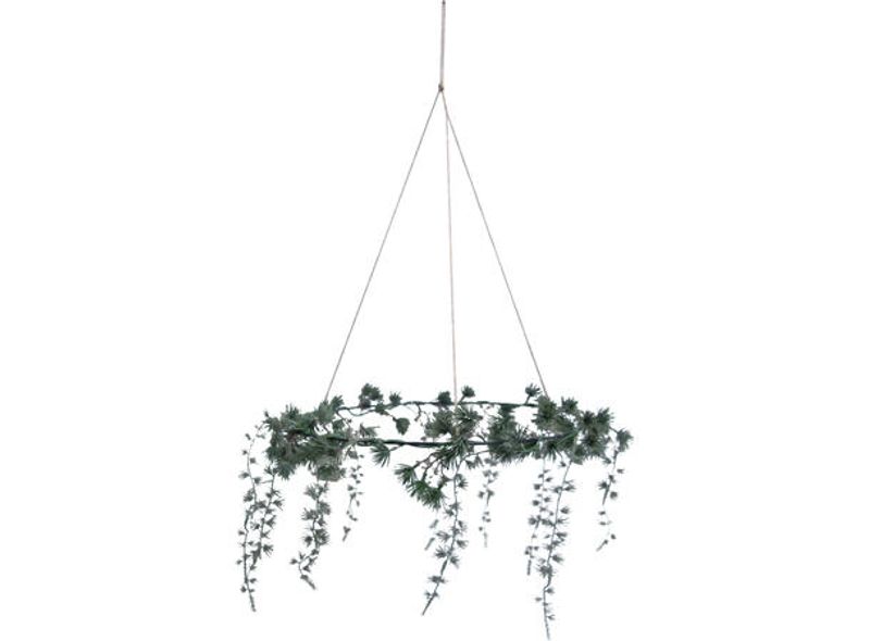 Henge krans furu grønn PE/metall 50x28cm