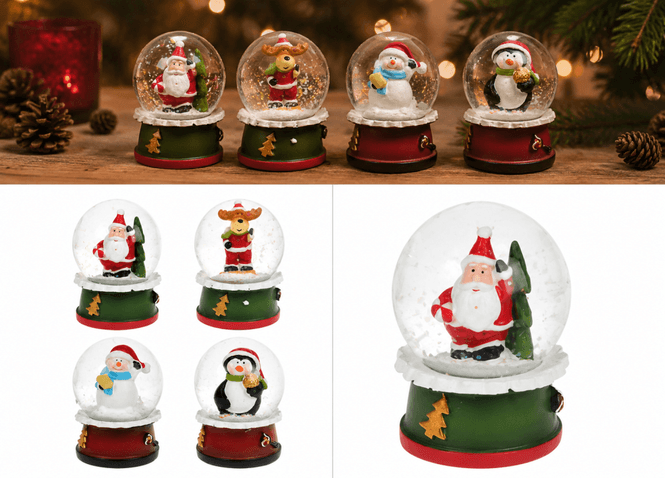 Hovedbilde Glasskule m/snø h:6cm Julefigurer 