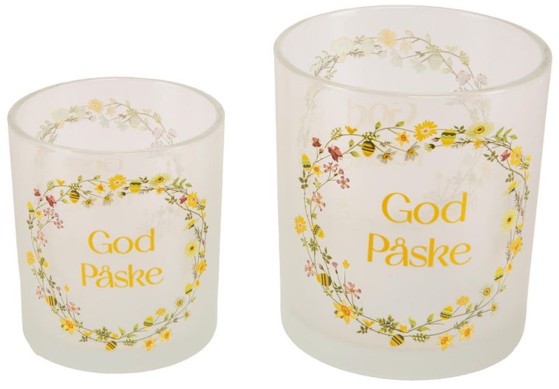 Lysglass krans God Påske 10cm