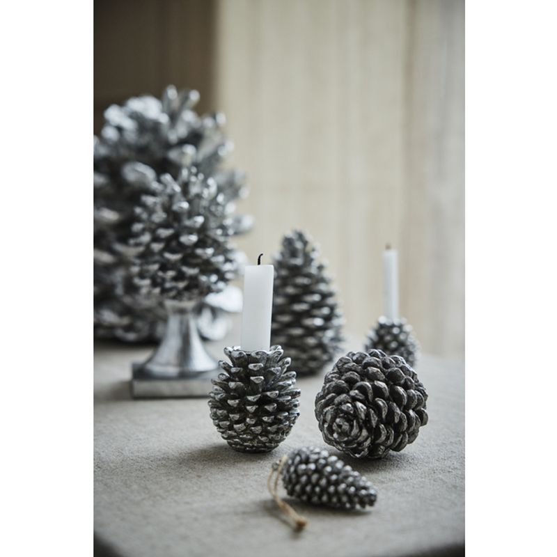 Serafina decoration pine cone 11.5cm. Ant. Silver